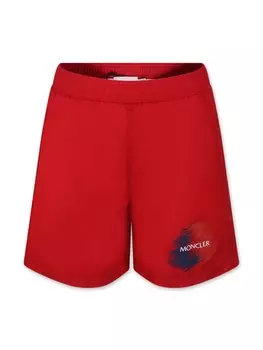 Moncler Enfant плавки-шорты с логотипом, красный