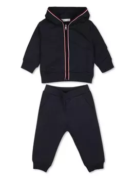 Moncler Enfant полосатый хлопковый спортивный костюм, синий