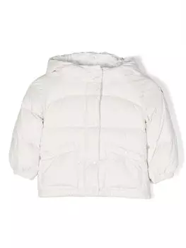 Moncler Enfant пуховик Ebre с вышитым логотипом, нейтральный цвет