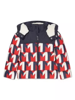 Moncler Enfant пуховик Evano с монограммой, синий