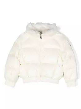 Moncler Enfant пуховик Glen с воротником из искусственного меха, нейтральный цвет