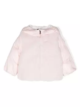 Moncler Enfant пуховик с капюшоном и нашивкой-логотипом, розовый