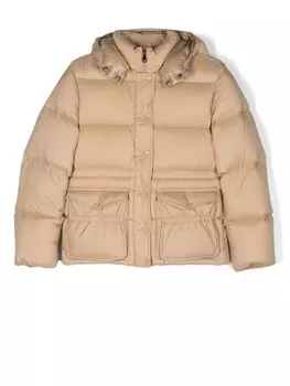 Moncler Enfant пуховик с капюшоном, нейтральный цвет