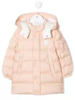 Moncler Enfant пуховик с капюшоном, розовый