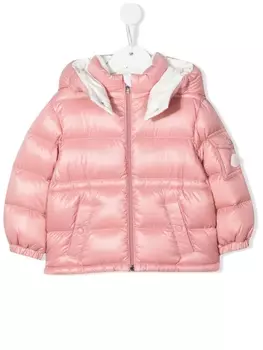 Moncler Enfant пуховик с капюшоном, розовый