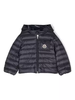 Moncler Enfant пуховик с капюшоном, синий