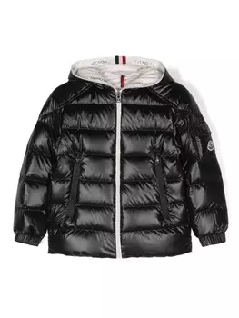 Moncler Enfant пуховик с капюшоном, синий