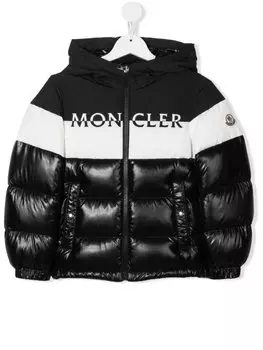 Moncler Enfant пуховик с логотипом, черный