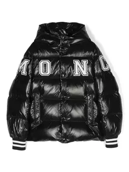 Moncler Enfant пуховик с логотипом, черный
