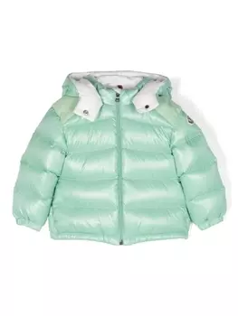 Moncler Enfant пуховик с логотипом, зеленый