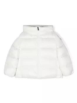 Moncler Enfant пуховик с нашивкой-логотипом, белый