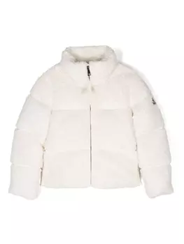 Moncler Enfant пуховик с нашивкой-логотипом, белый