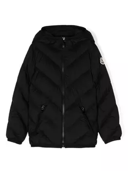 Moncler Enfant пуховик с нашивкой-логотипом, черный