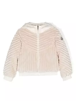 Moncler Enfant пуховик с нашивкой-логотипом, нейтральный цвет