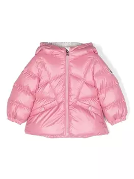 Moncler Enfant пуховик с нашивкой-логотипом, розовый