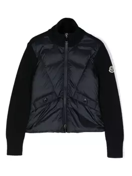 Moncler Enfant пуховик с нашивкой-логотипом, синий