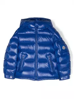 Moncler Enfant пуховик с нашивкой-логотипом, синий