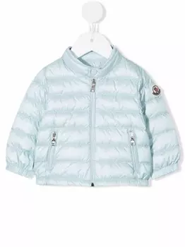 Moncler Enfant пуховик с нашивкой-логотипом, синий