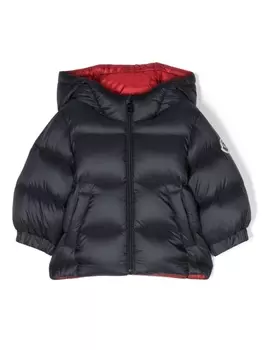 Moncler Enfant пуховик с нашивкой-логотипом, синий