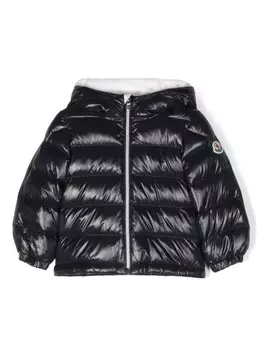 Moncler Enfant пуховик с нашивкой-логотипом, синий