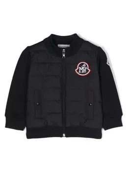 Moncler Enfant пуховик с нашивкой-логотипом, синий