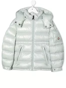 Moncler Enfant пуховик с нашивкой-логотипом, синий