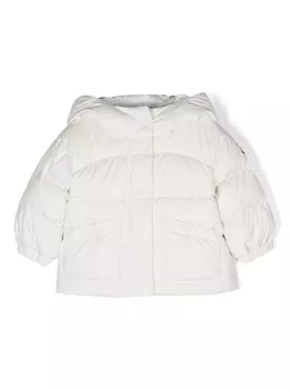 Moncler Enfant пуховик с вышитым логотипом, белый