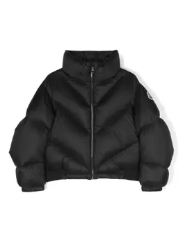 Moncler Enfant пуховик с высоким воротником и нашивкой-логотипом, черный
