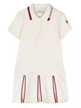 Moncler Enfant расклешенное платье с воротником поло, белый
