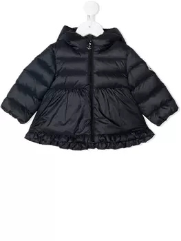 Moncler Enfant расклешенный пуховик, синий