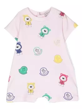 Moncler Enfant ромпер с графичным принтом, розовый