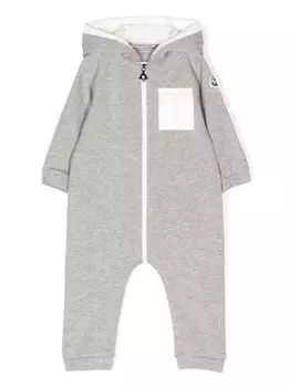 Moncler Enfant ромпер с капюшоном и логотипом, серый
