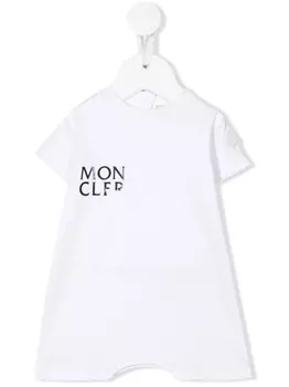 Moncler Enfant ромпер с короткими рукавами и логотипом, белый