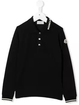 Moncler Enfant рубашка поло с логотипом, черный