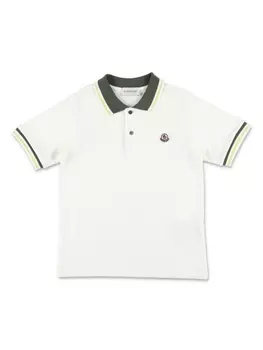 Moncler Enfant рубашка поло с нашивкой-логотипом, белый