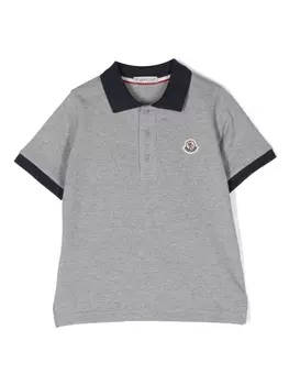 Moncler Enfant рубашка поло с нашивкой-логотипом, серый