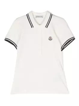 Moncler Enfant рубашка поло с нашивкой-логотипом, нейтральный цвет