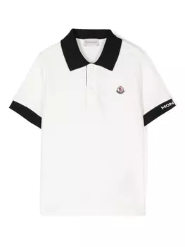 Moncler Enfant рубашка поло с нашивкой-логотипом, белый