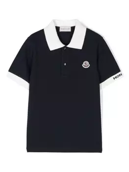 Moncler Enfant рубашка поло с нашивкой-логотипом, синий