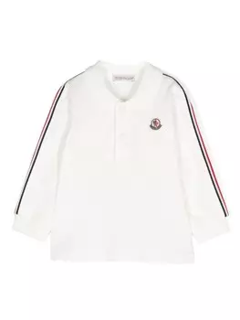 Moncler Enfant рубашка поло с нашивкой-логотипом, белый