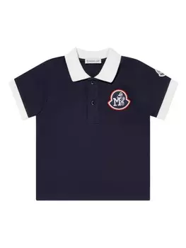 Moncler Enfant рубашка поло с нашивкой-логотипом, синий