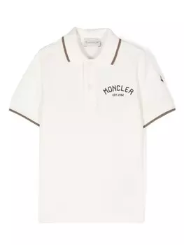 Moncler Enfant рубашка поло с вышитым логотипом, белый