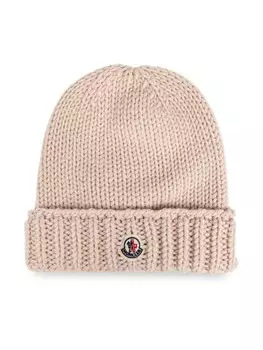 Moncler Enfant шапка с нашивкой-логотипом, нейтральный цвет