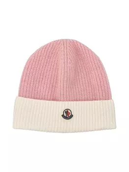 Moncler Enfant шапка с нашивкой-логотипом, розовый