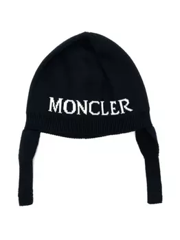 Moncler Enfant шапка с отделкой в рубчик, синий