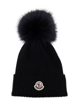 Moncler Enfant шапочка с помпоном в рубчик