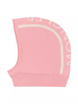 Moncler Enfant шерстяная балаклава вязки интарсия, розовый