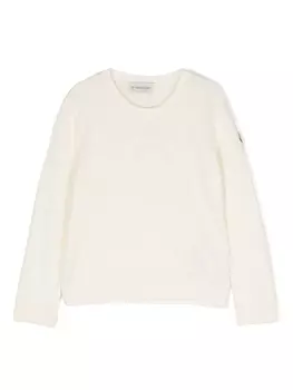 Moncler Enfant шерстяной джемпер с нашивкой-логотипом, белый