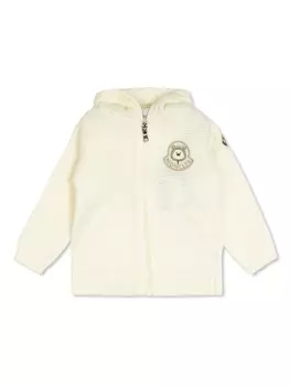 Moncler Enfant шерстяной кардиган с логотипом, белый