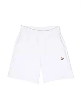 Moncler Enfant шорты с нашивкой-логотипом, белый